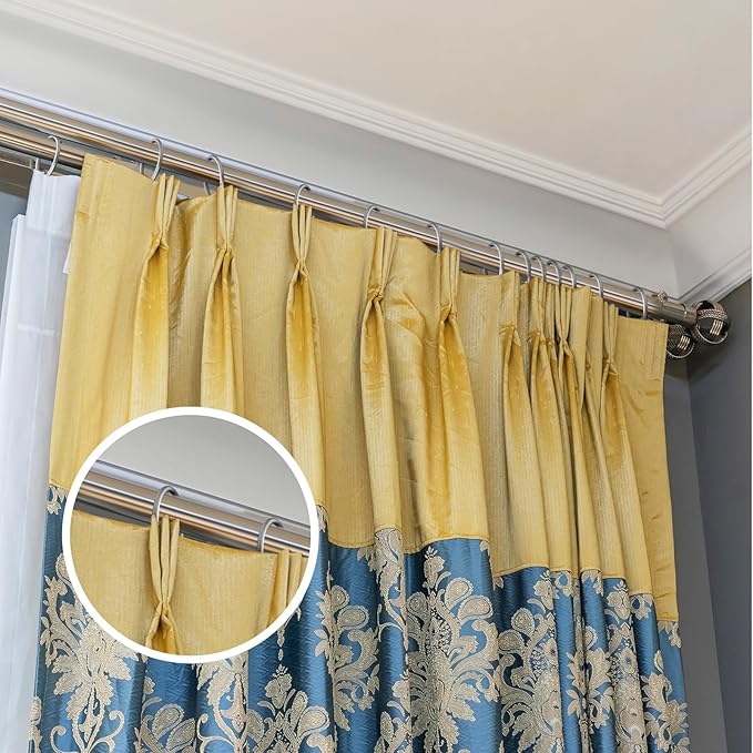 Hotop 30 Pcs Metal Drapery Curtain Rings 0.98/1.26/1.65 inch Interior Diameter and 30 Pcs Hanging Curtain Drapery Pin Hooks for Window Door Shower(25 mm,Matte Silver)