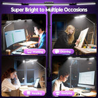 Quntis 32.5" Architect Desk Lamps for Office Home Dorm - Eye Care 3 Light Bar 1100LM Bright, Ambient Backlight, Radar Sensor, Remote Control, 2H Timer, Workbench Drafting Reading Video Conference Task