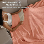 PHF 100% Cotton Waffle Weave Blanket King Size, Soft Lightweight Breathable Cozy Summer Blankets for Bed, Luxury Aesthetic Woven Bedding for Home Decor, 108"x90", Canyon Clay