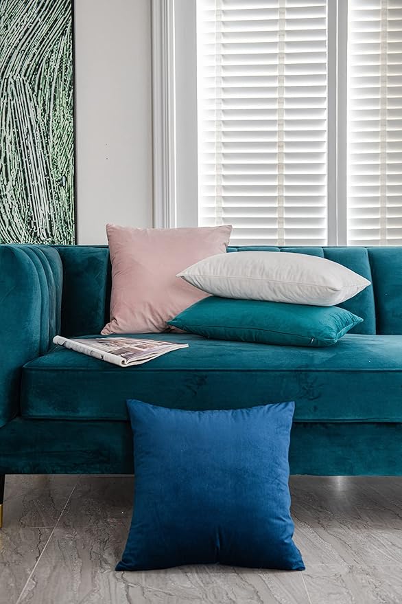 12x20 Throw Pillow Cases Teal: 2 Pack Cozy Soft Polyester Rectangular Decorative Pillow Covers for Farmhouse Home Decor