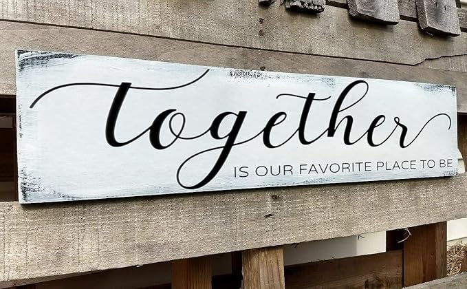 Farmhouse Bedroom Wall Art, Together is Our Favorite Place to Be,Rustic Wood Wall Hanging Quotes Master Bedroom Signs Family Plaque Home Decor for Wedding Decorations (Together) 6x18 Inch