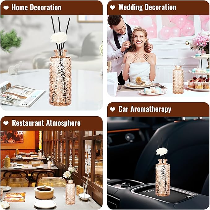 Glass Flower Vase, Amber, Aromatherapy Bottle, Small Vase, 6 Sets, Simple Solid, for Birthday, Anniversary, Weddind, Home Decoration