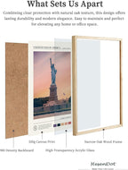 HesenDot Natural OAK Wood Framed City Wall Art,12x16in Famous Skyline Quality Canvas Wall Print,Classic Urban Landmark Wall Decor for Living Room, Bedroom,Office Gallery Set of 1