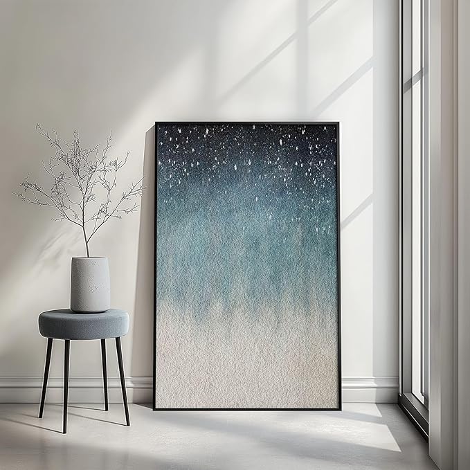 VAN GOGH ART Framed Blue Abstract Starry Night Art Print, 24x36 Inch, Modern Wall Art for Living Room, Bedroom, Office