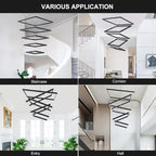 Square Led Chandelier Modern Led Hanging Light 5-Rings Contemporary Ceiling Pendant Light Dimmable Pendant Light for Living Room Kitchen Dining Room 15.7"+19.6"+23.6"+27.5"+31.4" Black