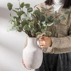 Ceramic Flower Vase Home Decor - 10 Inch Large White Rustic Table Flowers Vases Living Room Bedroom Plant Decorations Farmhouse Vintage for Kitchen Shelf Office Coffee Dining Desk House Women