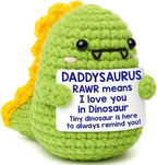 OCCdesign Mini Dad Gifts for Christmas Funny Gifts for Dad from Daughter Son RAWR I Love You Daddy Cute Handmade Crochet Small Dinosaur for Daddy New Bonus Step Dads Father in Law