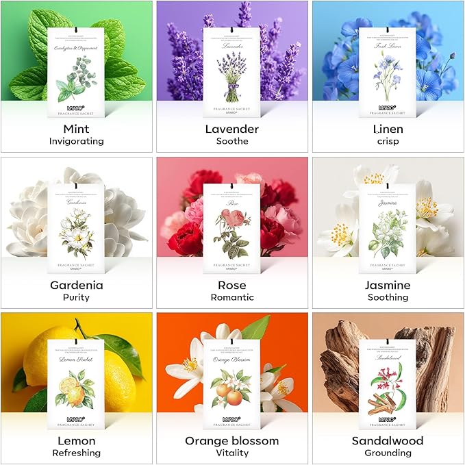 MYARO 12 Pcs Rose Sachets Deodorizer Room Air Freshener Long Lasting Home Odor Eliminating for Drawer Closet Storage