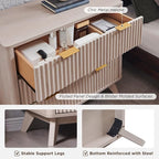 T4TREAM Fluted 3 Drawer Dresser, 32" Tall Modern Chest of Drawers, Curved Profile Design, Wood Drawer Organizer for Bedroom, Living Room, Hallway, Entryway, White Alder