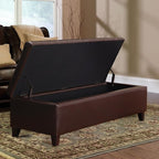 Joveco Storage Ottoman Bench, 51 Inch Leather Tufted Bench for End of Bed, Bedroom, Living Room, Dark Brown