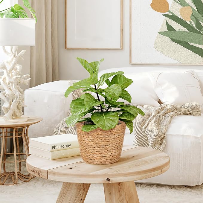 Woven Straw Flower Pot Seagrass Planters Basket Garden Plant Pot Containers Wicker Rattan Vase Sundries Organizer Storage Bins for Indoor Outdoor Plants