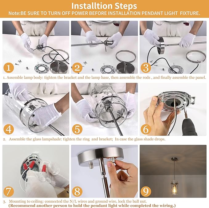 Brass Hammered Hand-Blown Glass Pendant Light, Pendant Lights Kitchen Island Vintage Kitchen Island Lighting Gold Pendant Light Fixtures Dining Room Light Island Lights Pendant Lighting 1 Pack