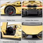 1/24 Scale Gold Lambo Revuelto Diecast Car Model, Collectible Diecast Toy Car with Lights and Sounds, Pull Back Vehicles Toy for Adults Kids Birthday Gifts Decoration