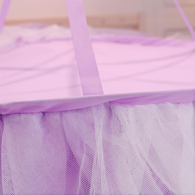 VETHIN Double Layer Princess Round Dome Canopy Bed Curtain for Girls Adults,Children Dreamy Mosquito Net,Cute Bedroom Decoration Castle Play Tent Reading Nook Canopies(Dome-Purple/White)