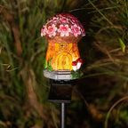 Dazzle Bright Solar Mushroom Lights Fairy Garden Lights for Home Decor Outdoor Decorative Stakes Mushroom House Solar Powered LED Landscape Lighting for Lawn, Walkway, Patio, Yard