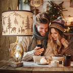 Scenekoy Antlers Style Table Lamp Set of 2 Rustic Bedside Lamp with Night Light Linen Fabric Shade Farmhouse Nightstand Lamps Decor for Living Room Bedroom House Home Office (Bulb Included)