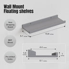 RICHER HOUSE Mounted Shelves for Wall Decor, Modern Picture Ledge Shelf with Lip for Wall Storage Nursery, Bedroom, Living Room, Bathroom - Grey