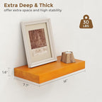 Marsmiles Floating Shelves for Wall - Small Wood Floating Shelves Set of 2-16 Inch Wide x 7.7 Inch Deep x 1.6 Inch Thick Rustic Wood Shelves for Room Wall