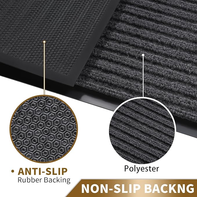 Yimobra Front Door Mat Outdoor Indoor Entrance, 100% Waterproof All-Season All Weather Doormat, Welcome Matt Outside Entry, Non Slip, Low Profile, Heavy Duty Patio Porch Floor Mats,47 x 24,Grey