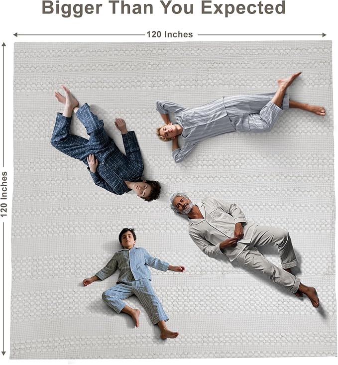 PHF 100% Cotton Waffle Blanket Oversized King 120"x120", Lightweight Breathable Extra Large 10'x10' Summer Blankets for Bed, Giant Big Luxury Aesthetic Woven Bedding for Home Decor, Light Grey