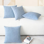 CaliTime Throw Pillow Covers Decorative 18 X 18 Inches Pack of 4 Cozy Chenille Cushion Cases for Couch Sofa Bed Living Room Home Baby Blue