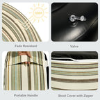 LVTXIII Inflatable Stool Ottoman Footrest with Handle, Decorative Fade-Resistant Foot Stool, Indoor or Outdoor Pouf for Home Garden and Camping Use, 21x21x9, Stripe Onyx