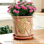 Ceramic Pot with Drainage Hole and Saucer, Plant Pots, Modern Decorative Planters for House Plants Indoor Flowers Plants, Cute Flower Pot - Gifts (Ladybugs (3 L))