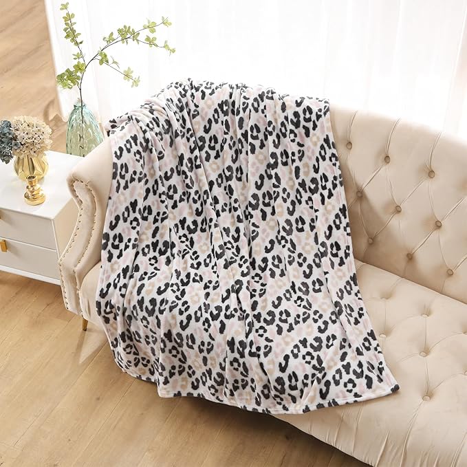 MERRYLIFE Pink Cheetah Throw Blanket Decorative Fleece Throw | Ultra-Plush Colorful | Couch Blanket Travel Lap | Home Gift Use(50" 60",Pink Cheeath)