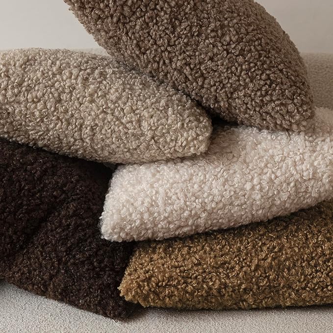 Foindtower 2 Pieces 20x20 Inch Dark Bronze, Faux Fur Throw Pillow Cover Accent Sherpa Furry Pillow Covers Fuzzy Soft Pillowcases Cozy Sheepskin Decorative Fleece Cushion Case for Bed Couch Living Room