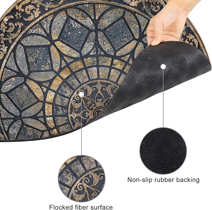 CHICHIC Entrance Door Mat Large 18 x 30 Inch Entry Way Doormat Front Door Rugs Outdoors Heavy Duty Welcome Mat Non Slip Rubber Back Low Profile for Garage, Patio, High Traffic Area, Grey