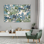 Chinoiserie Tapestry,Asian Watercolor Abstract Art Tapestry,Asian Japanese Wall Tapestry, Nature Landscape Tapestries for Bedroom Living Room Decor 60"x40"