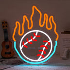 Baseball Neon Sign for Wall Decor Dimmable Baseball On Fire Neon Light Colorful LED Neon Light Sport Neon Signs USB Powered Neon Sign for Bedroom Field Club Man Cave Decoration