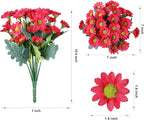 Daisy Artificial Flowers for Outdoors Summer Fall Decor, 6 Bundles Fake Mums Silk Flowers for Outside Look Real UV Resistant Fake Plants Faux Flowers for Planter Front Door Home Indoor Porch, Hot Pink