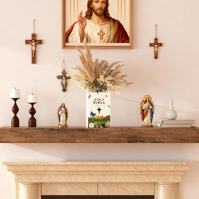 Bible Blessings Spring Flower Vase - Modern Ceramic Book-Shaped Vase for Flowers - Christian Desk Decor for Prayer Room, Dining Table, Coffee Table, Entryway Console, Religious Gifts(Green Spring, XL)