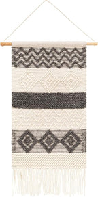 Mark&Day Wall Hanging, Flaurling Bohemian/Global Farmhouse Charcoal Tapestry Wall Hanging for Living Room, Bedroom, Office or Kitchen (44"H x 22"W)