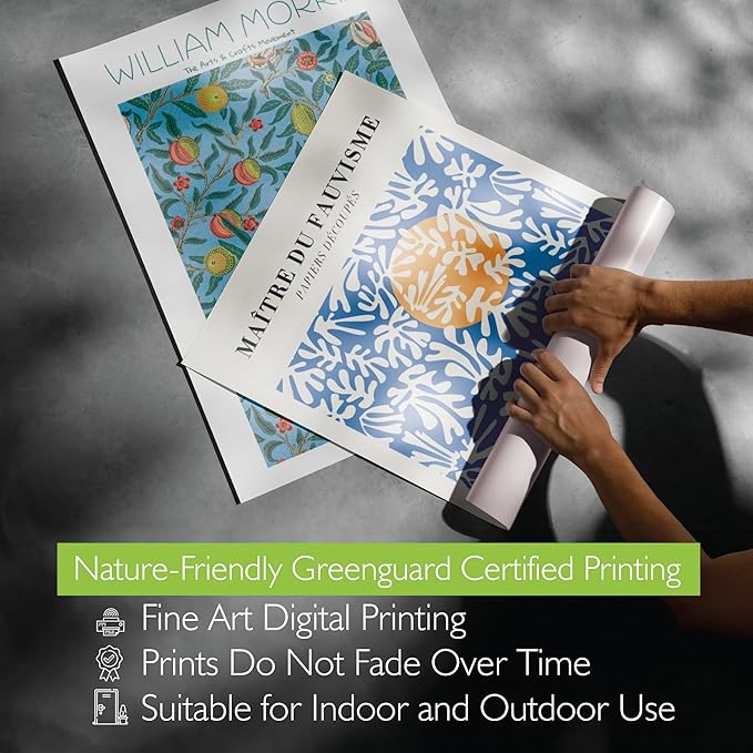 Kitchen Pictures Wall Decor Framed Wall Art Set of 10, White Framed William Morris Wall Art, Blue Artworks for Matisse Prints Set for Room Decor Aesthetic