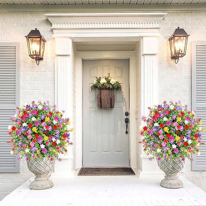 Artificial Boxwood Topiary Ball Trees with Ground Spikes UV Resistant Faux Greenery Shrubs Fake Shrubs for Outdoors, Realistic Faux Plants Bushes for Garden Porch Yard Patio Decor (Multi)