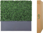 AGPL Upgraded Artificial Boxwood Hedge Wall with Gray Color Planter Room Divider and Privacy Wall Backdrops (48" H 48" W 12" D)