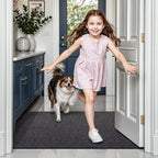 LUMI Front Door Mat 24x36, Super Absorbent Washable Doormat, Non Slip Dirt Trapper Inside Floor Mats for Entrance, Entryway, Patio,Black Mixed Gray