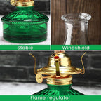 Tuanse 2 Pcs Oil Lamps for Indoor Use Vintage Hurricane Emergency Glass Oil Lamps Large Lantern Classic Decorative Oil Lamp for Home Tabletop Emergency Lighting Supplies(Green)