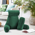 Nestl Reading Pillow Large Bed Pillow, Back Pillow for Sitting in Bed Shredded Memory Foam Chair Pillow, Reading & Bed Rest Pillows Dark Green Back Pillow for Bed, Bed Chair Arm Pillow with Pockets