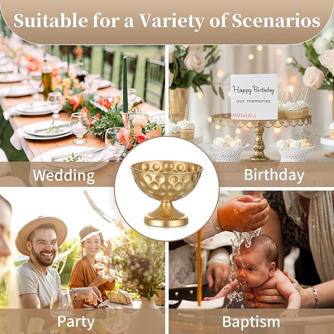 Sziqiqi Gold Metal Vases for Centrepiece: 6.1in 10Pcs Bulk Bowl Compote Vase for Wedding Flower Decorations - Flower Arrangements Table Vase Plant for Weddings Party Anniversary