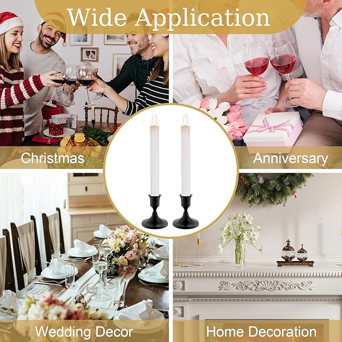 6PCS Black Taper Candle Holders, Vintage Metal Candlestick Holders for Dinner Room Table Centerpiece or Mantel Wedding Party Decor