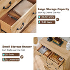 T4TREAM 6 Drawers Dresser Chests for Bedroom, 48" Tall Rustic Chset of Drawers, Wood Dressers Organizer for Bedroom, Living Room,Hallway, Natural Oak