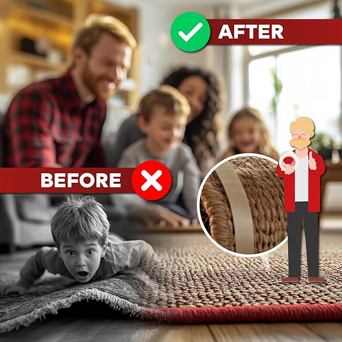 XFasten Double Sided Carpet Tape for Area Rugs, 2 Inch x 60 Yards – Heavy Duty Anti Slip Rug Grip Tape, Works as Rug Gripper, Residue Free, Wood Safe, Easy Removal for Hardwood and Laminated Floors