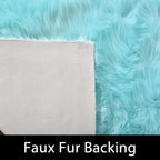 Latepis Blue Runner 2x5 Faux Sheepskin Rug Washable Fur Rug Living Room Carpet Plush Soft Rugs for Bedroom Office Fluffy Shag Rugs Room Decor Runner
