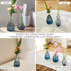 Glass Bud Vase Set of 20 - Small Vases for Flowers in Bulk - Assorted Vintage Crystal Vases for Flowers, Table Centerpieces (Blue, 20 Pcs)