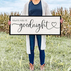 flowtorely Always Kiss Me Goodnight Wall Sign For Master Bedroom Above Bed Wall Decor 40''×15'' Large Rustic Solid Wood Frame For Farmhouse Couples Above bed Wall Art Decoration (Black)