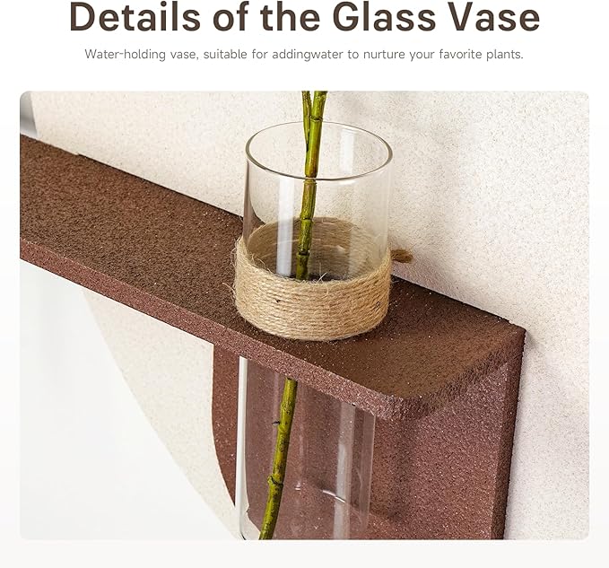 3D Textured Round Minimalist Wall Art with Vase, Neutral Wall Decor with Rabbit Sculpture, Abstract Geometric Artwork with Simulated Plants for Living Room Hallway Dining Room Bedroom Office, 31x24 In