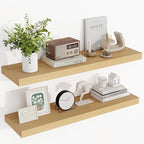 36 Inch Floating Shelves, 3D Textured Wood Grain, 36"x9.25"x1.5" Inch Deep Floating Shelves for Wall, Wooden Shelves for Bathroom, Bedroom, Living Room, Natural